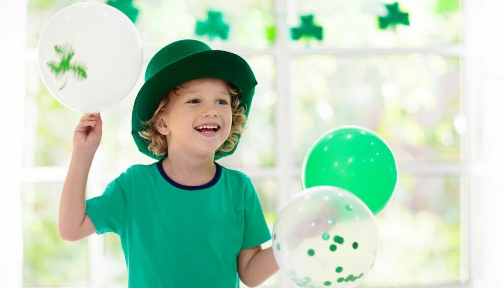 Daycare child celebrating St. Patrick's day