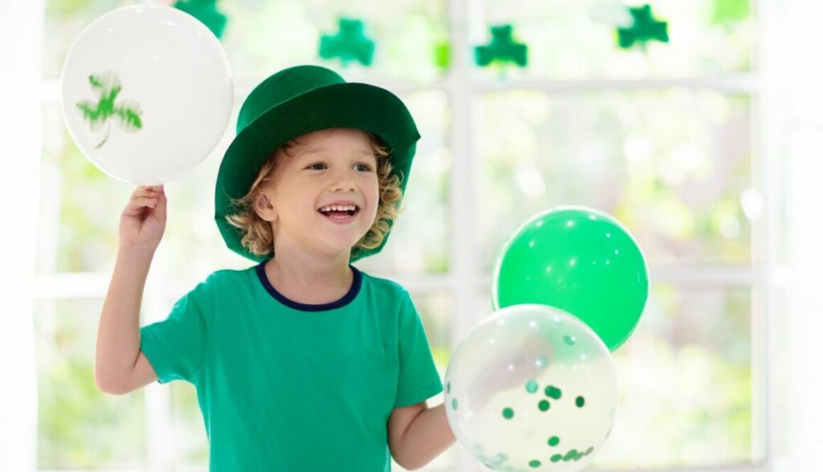 Daycare child celebrating St. Patrick's day