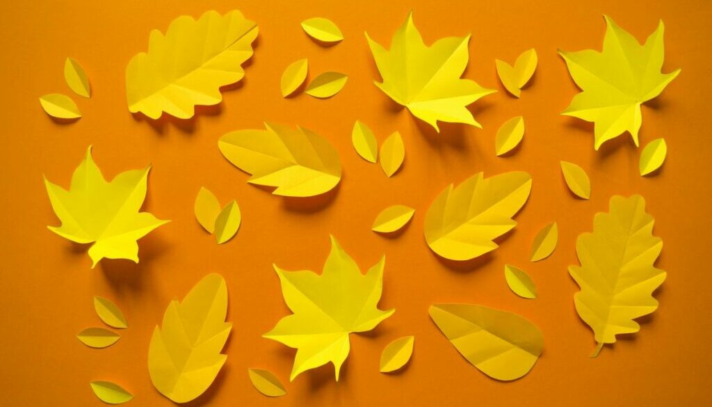 Autumn leaves on an orange background