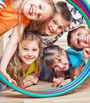 Portrait of happy kids looking at camera